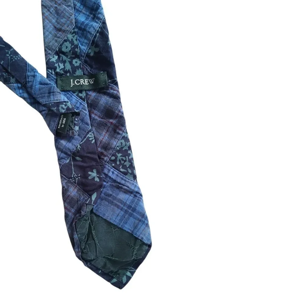 J. Crew Floral and Plaid Tie in Blue and Black